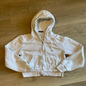 white Brandy Melville cropped zip up hoodie